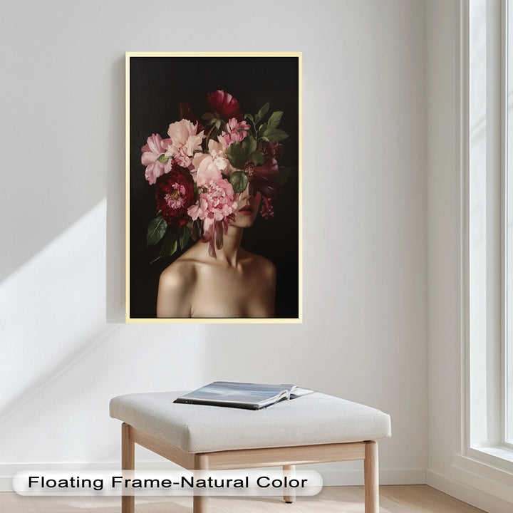 Blossom Veil – Romantic Floral Portrait Oil Painting