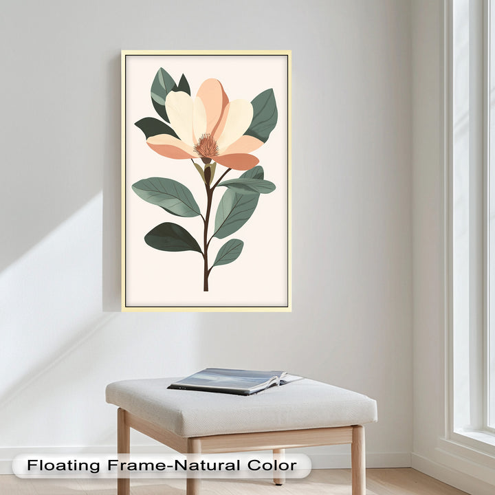 Minimal Magnolia – Elegantes botanisches Ölgemälde