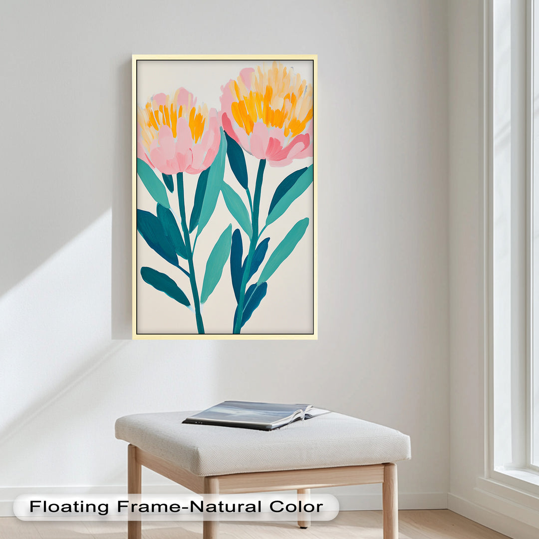 Sunburst Peonies – Modernes Boho-Blumenölgemälde