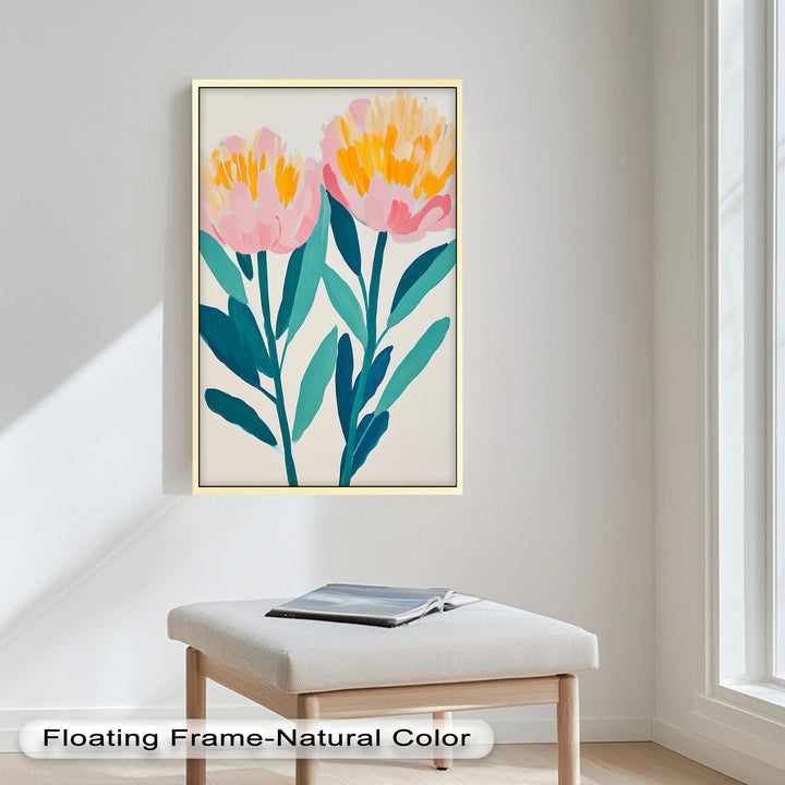 Sunburst Peonies – Modernes Boho-Blumenölgemälde