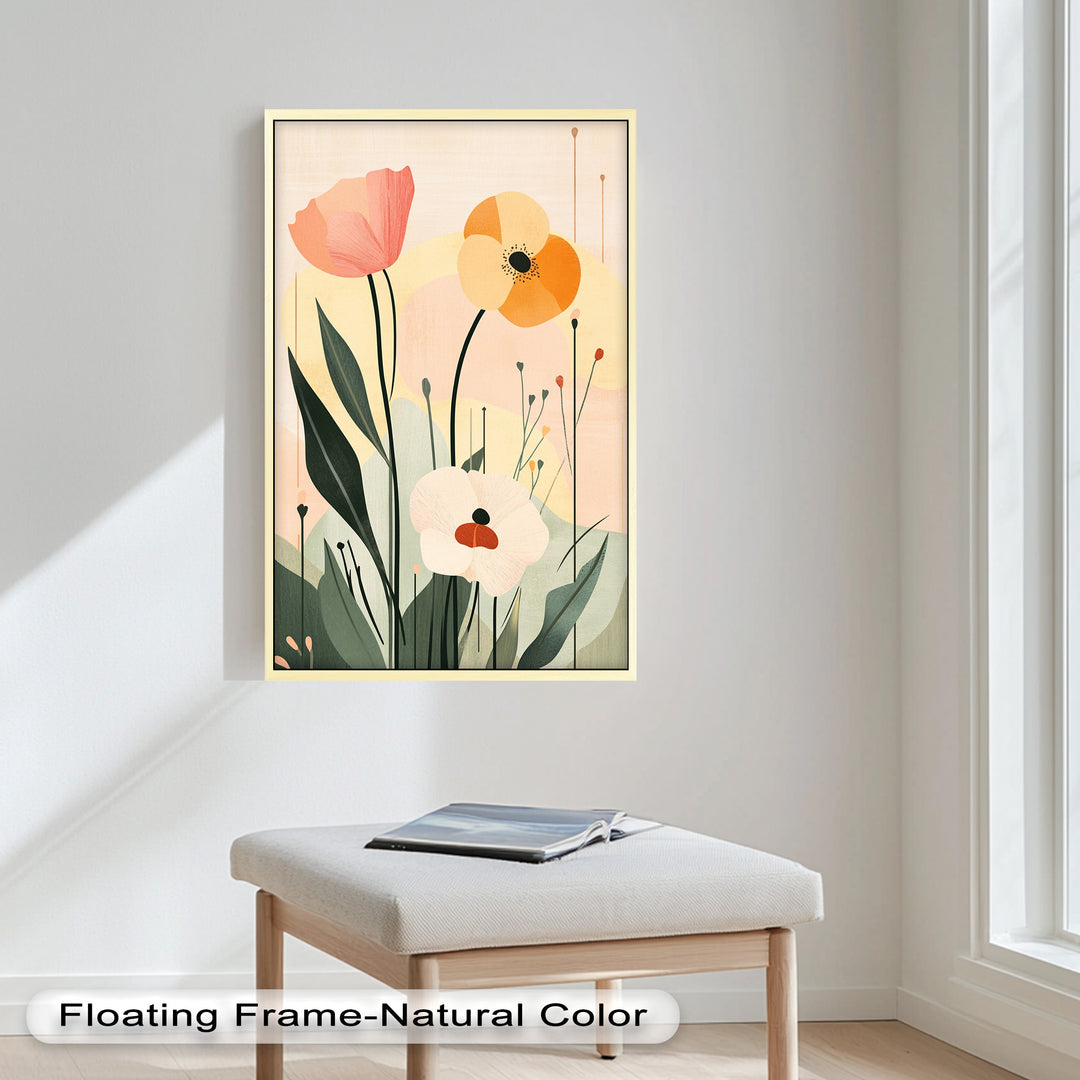 Sonnengeküsstes Trio – Minimalistisches florales Ölgemälde