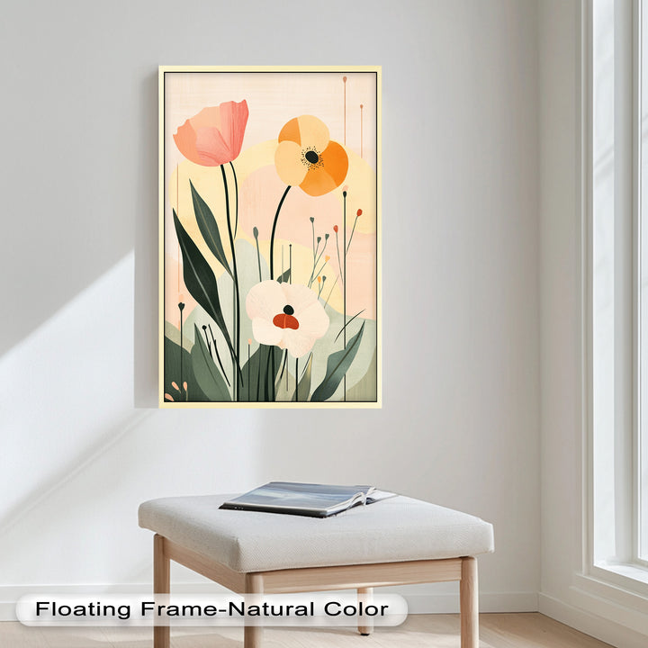 Sonnengeküsstes Trio – Minimalistisches florales Ölgemälde