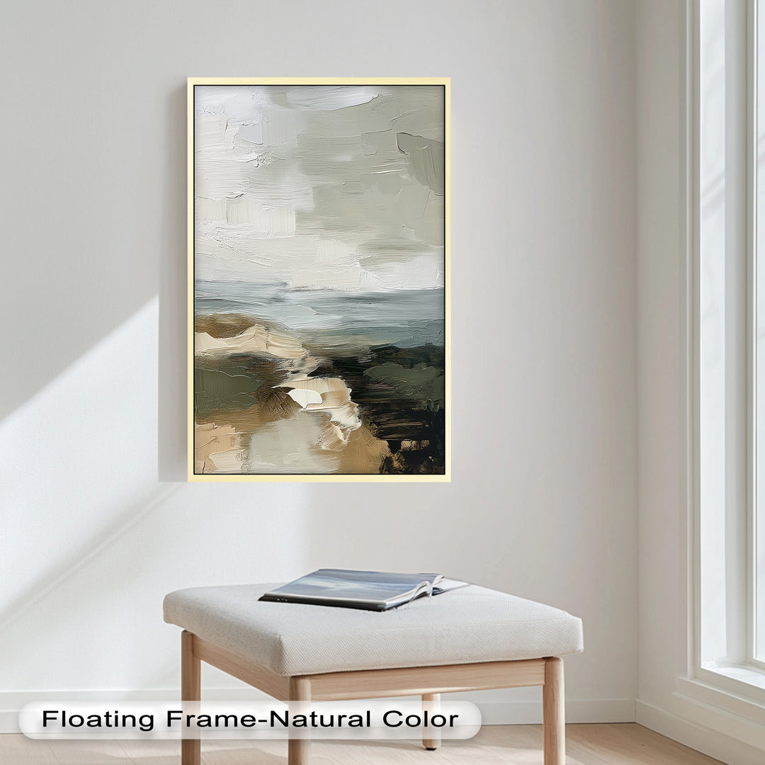 Flüstern der Küste – Minimalistisches Landschaftsölgemälde