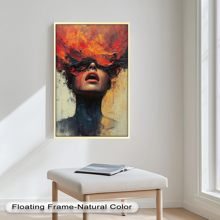 Inferno Within – Fiery Emotional Expression Abstract Oil Painting