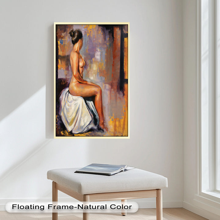 Poised in Silence – Figurative Nude Abstract Oil Painting