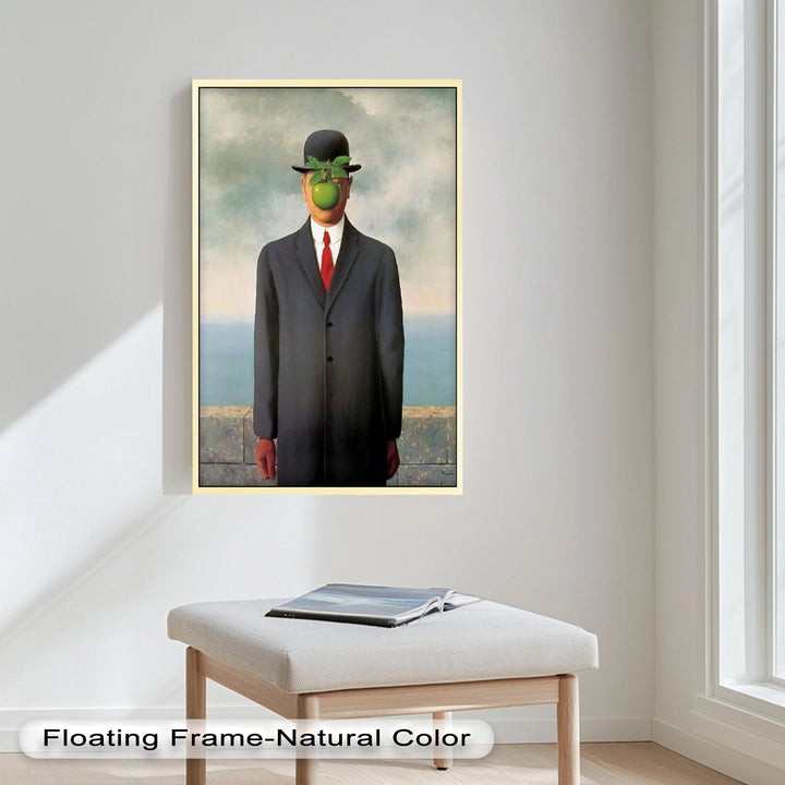 The Hidden Face – Surrealist Gentleman with Green Apple Oil Painting