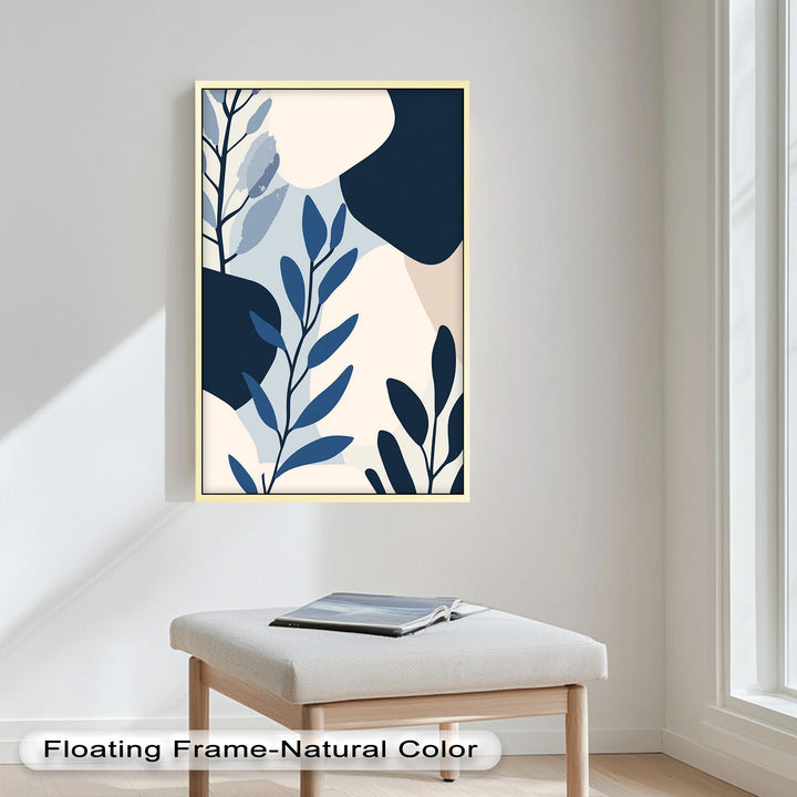 Indigo Serenity – Minimalist Botanical Oil Painting