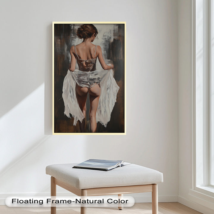 Soft Steps in Lace – Romantic Figurative Nude Oil Painting