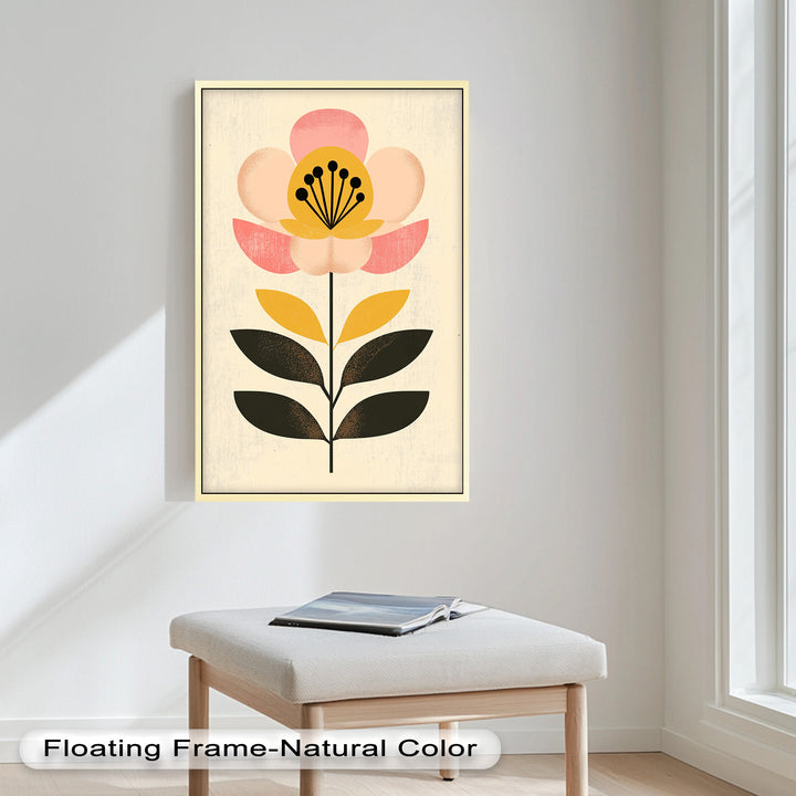 Mid-Century Bloom – Retro Floral Minimalist Wall Art Oil Painting