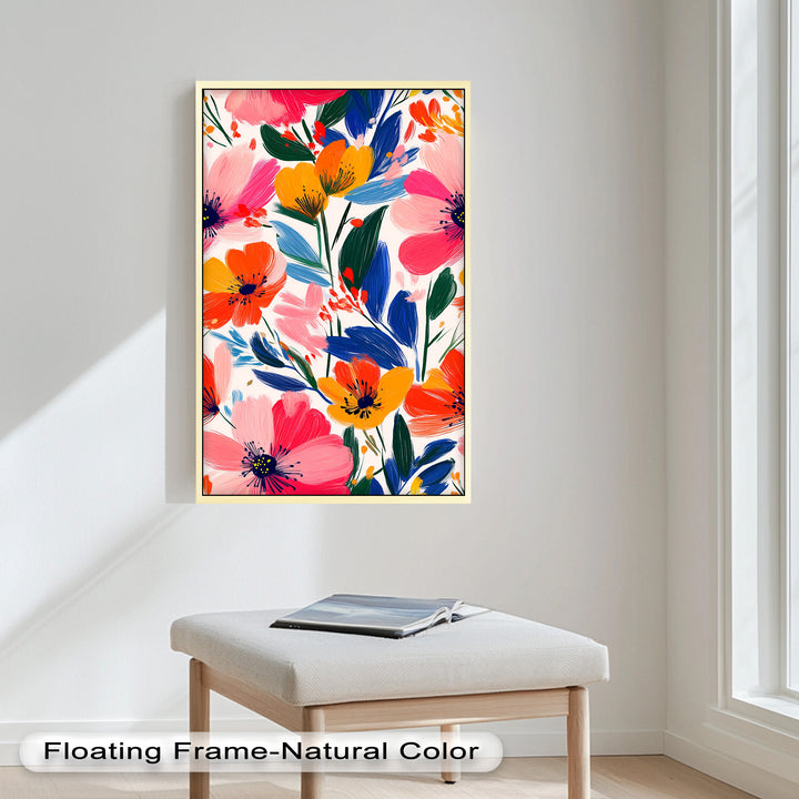 Joyful Bloom Burst – Lebendiges abstraktes Blumenölgemälde