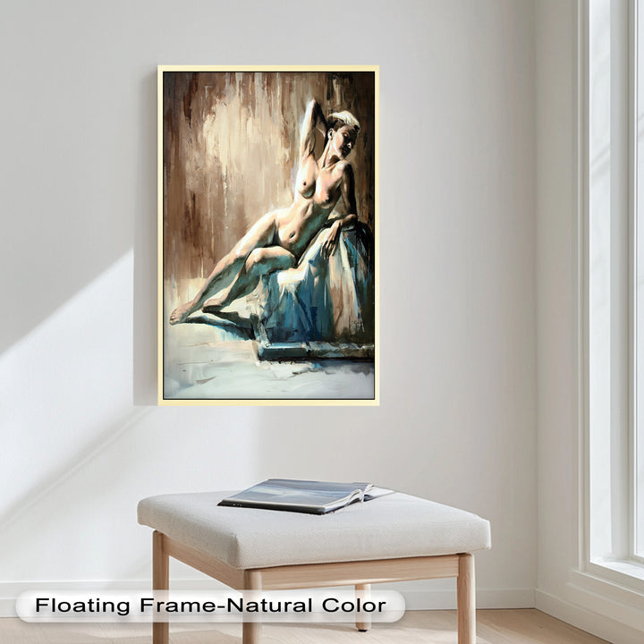 Echoes of Light – Modern Reclining Nude Oil Painting