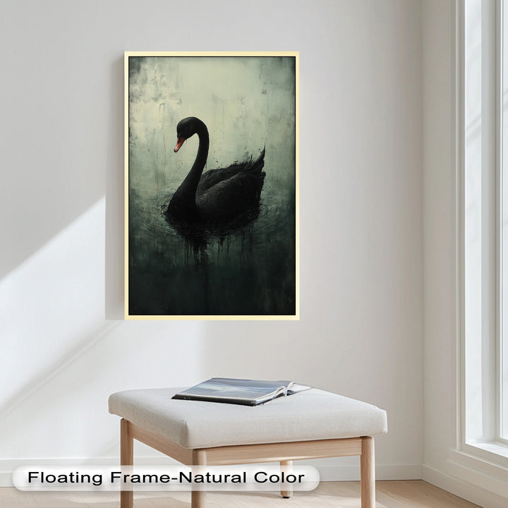 Solitary Grace – Moody Black Swan Oil Painting
