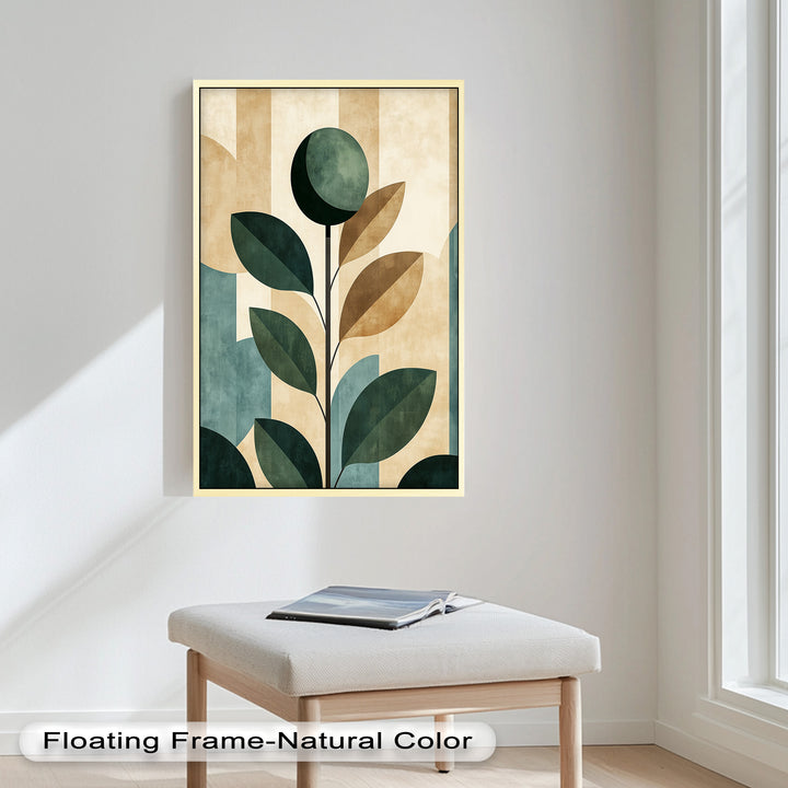 Geometric Botanical – Mid-Century Modern Leaf Oil Painting