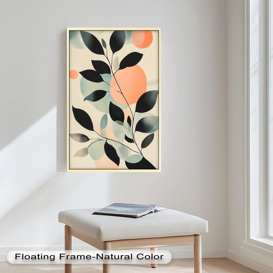 Blush Eclipse – Minimalist Botanical Silhouette Oil Painting