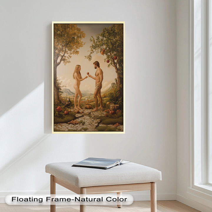 The First Temptation – Adam and Eve in Eden Renaissance Oil Painting