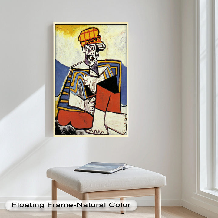 Geometric Man in Red Hat Wall Art – Cubist Oil Painting