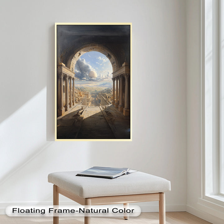 Celestial Archway over an Ancient Metropolis – Renaissance Oil Painting