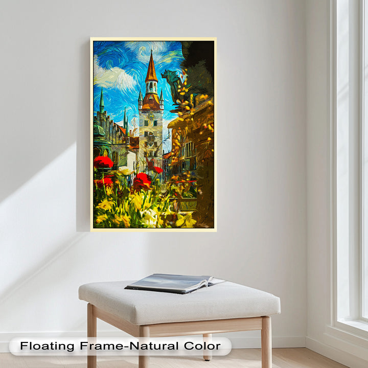 Sunlit Cathedral Square – Vibrant European Cityscape Picasso Oil Painting