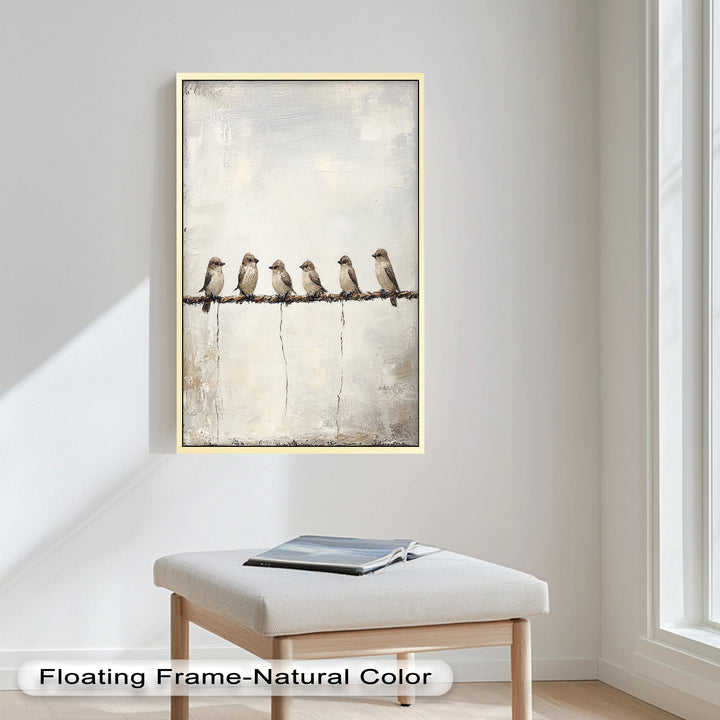Six Birds in Stillness – Animal Oil Painting