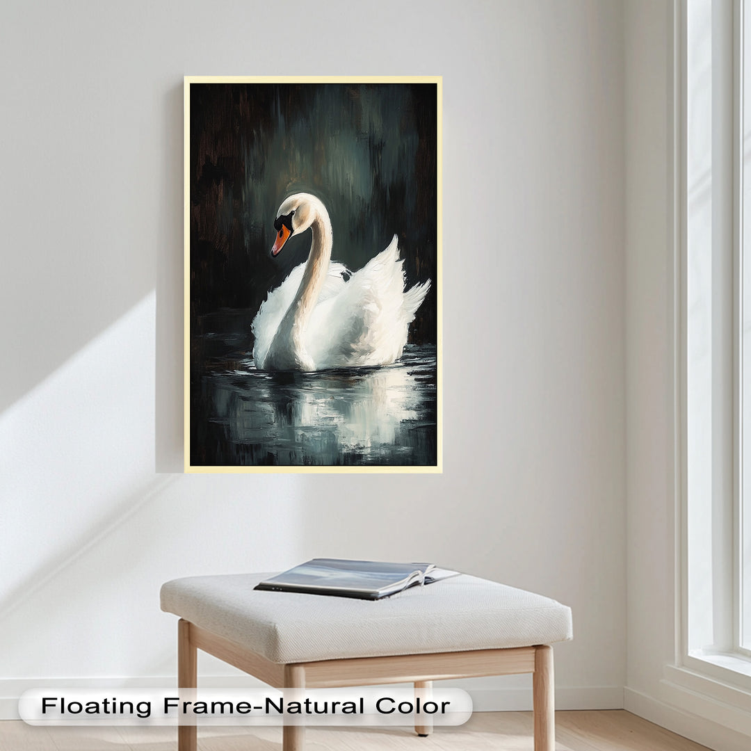 Solitary Grace – White Swan Oil Painting