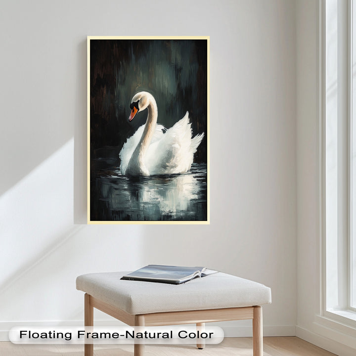 Solitary Grace – White Swan Oil Painting