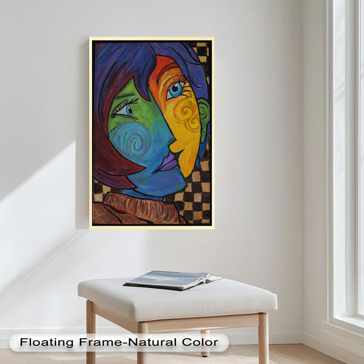 Dual Emotions – Vibrant Abstract Portrait Picasso Oil Painting