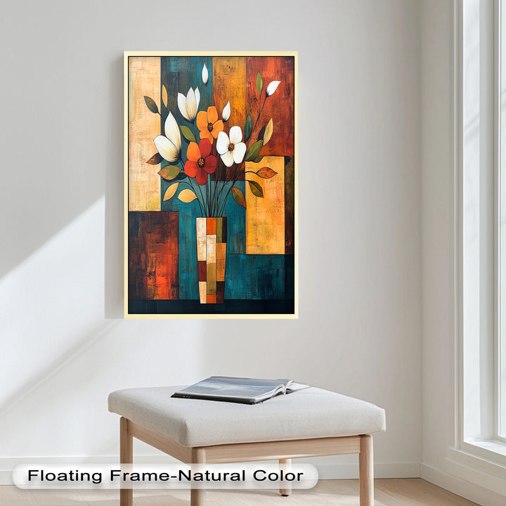 Geometric Bloom – Modern Floral Abstract Oil Painting