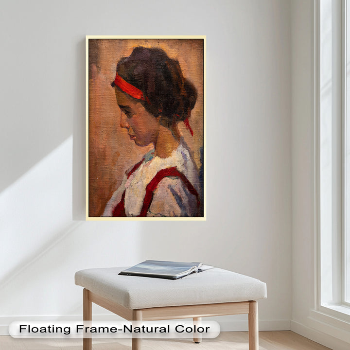 Side Portrait of a Young Woman in Red Ribbon - Picasso Oil Painting