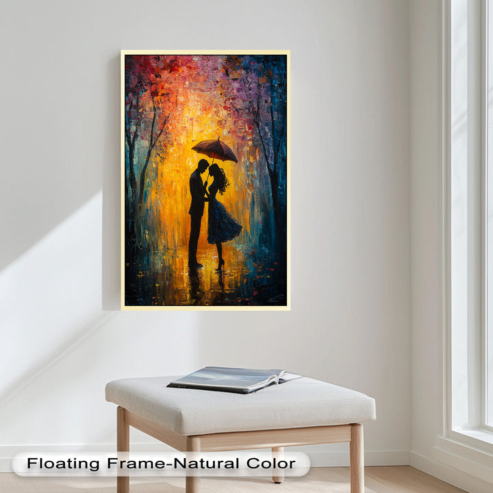 Lovers Under Autumn Glow – Romantic Couple Oil Painting