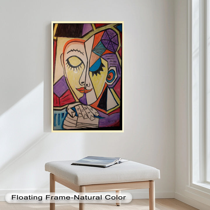 Unified Gaze – Dual Expression Abstract Picasso Oil Painting