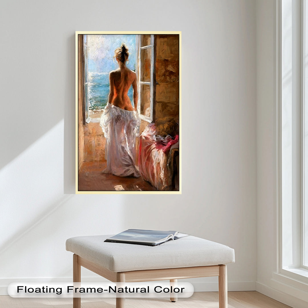 Whispers of the Sea – Romantic Woman by the Ocean Nude Oil Painting