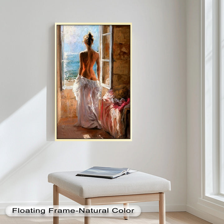Whispers of the Sea – Romantic Woman by the Ocean Nude Oil Painting