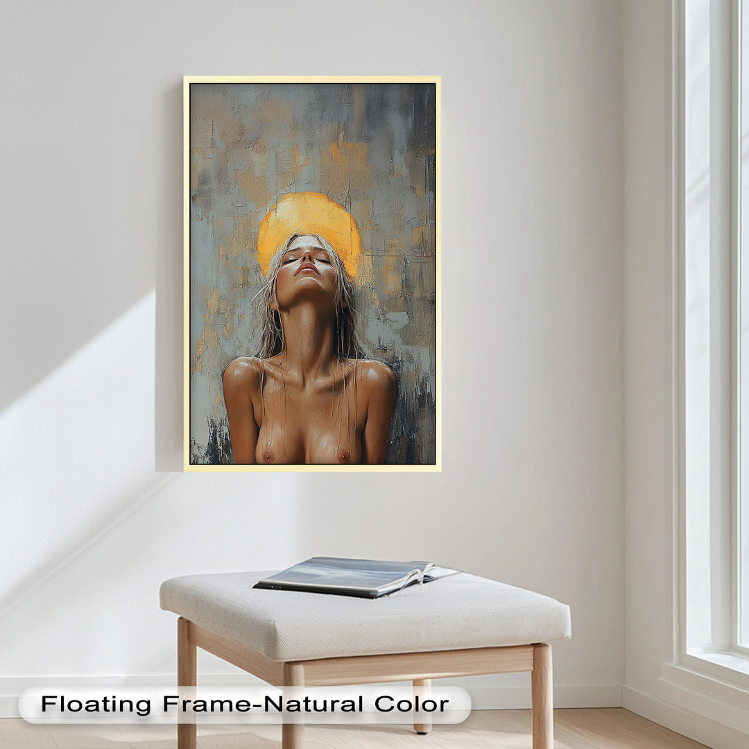 Haloed Grace – Ethereal Nude Portrait Oil Painting