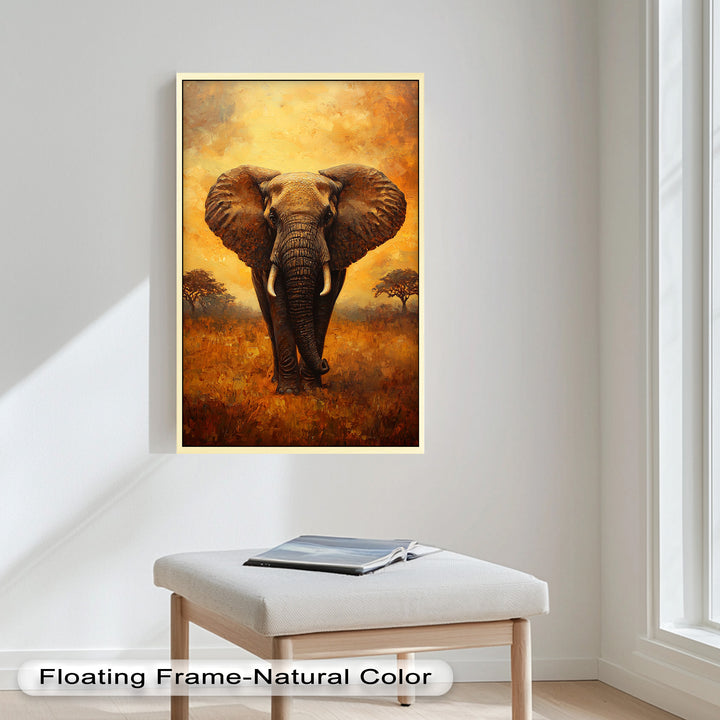 Majestic Elephant at Sunset – Wildlife Oil Painting