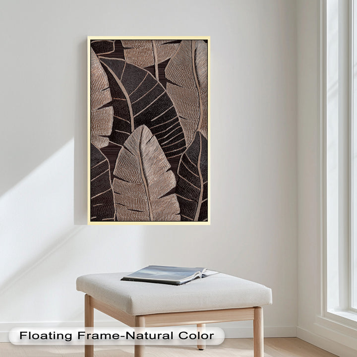 Tactile Tropics – Brown Leaf Composition Flower Oil Painting