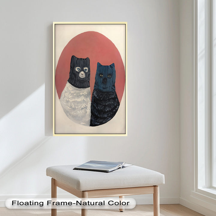 Masked Companions – Contemporary Cat Oil Painting