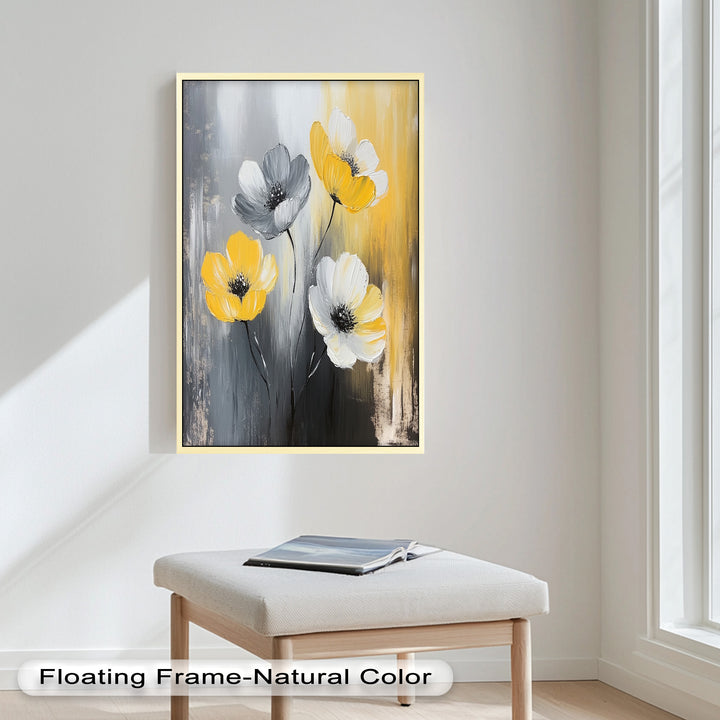 Golden Harmony – Yellow and White Floral Oil Painting