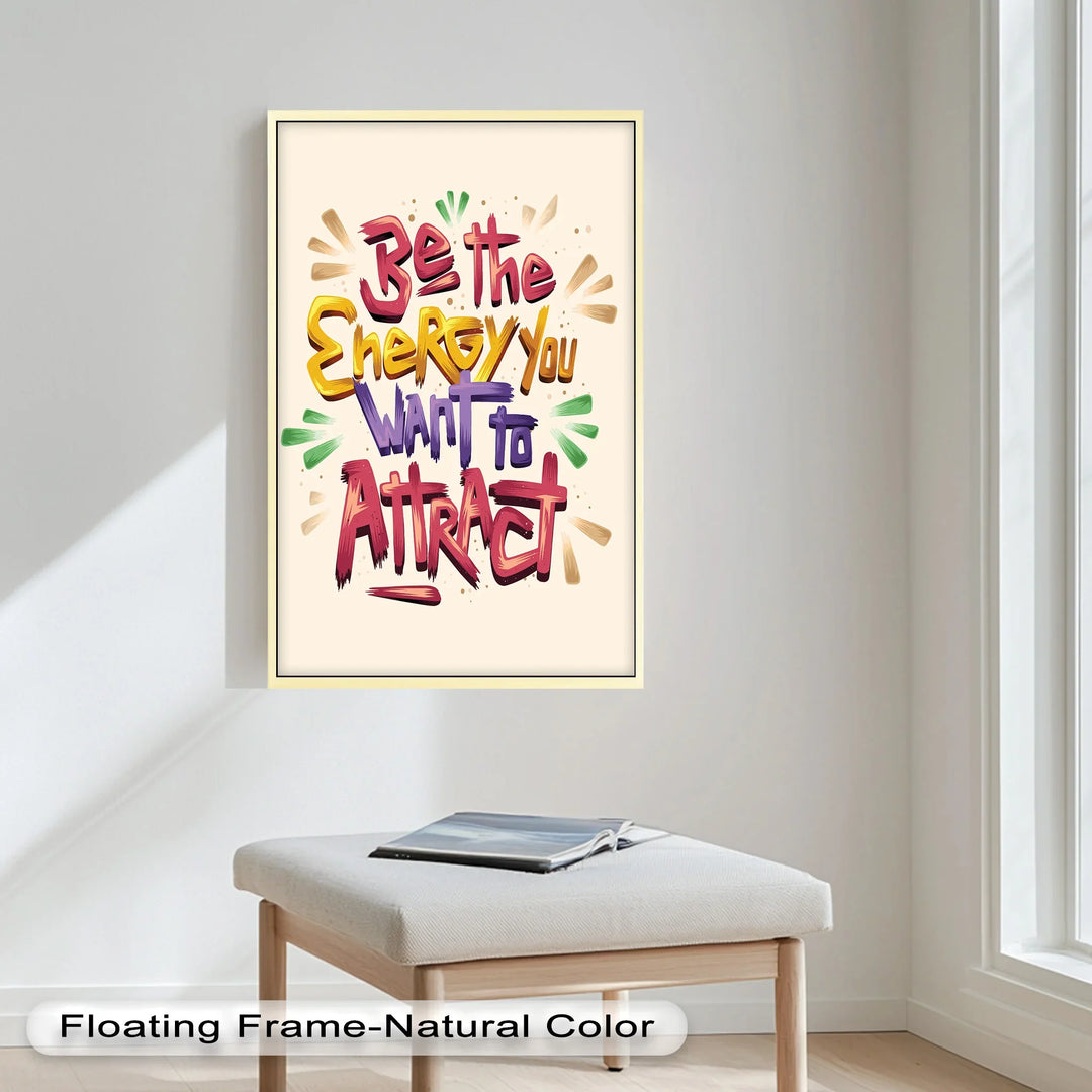 Playful Inspirational Oil Painting – Colorful Energy Quote for Daily Motivation
