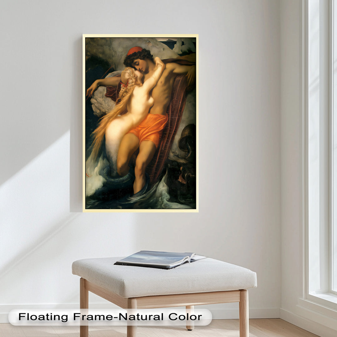The Embrace of the Sea – Romantic Mythological Nude Oil Painting