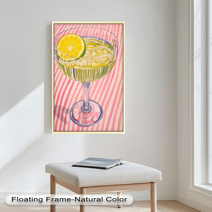 Lime Cocktail Pop Art – Modern Pink Kitchen Decor Oil Painting