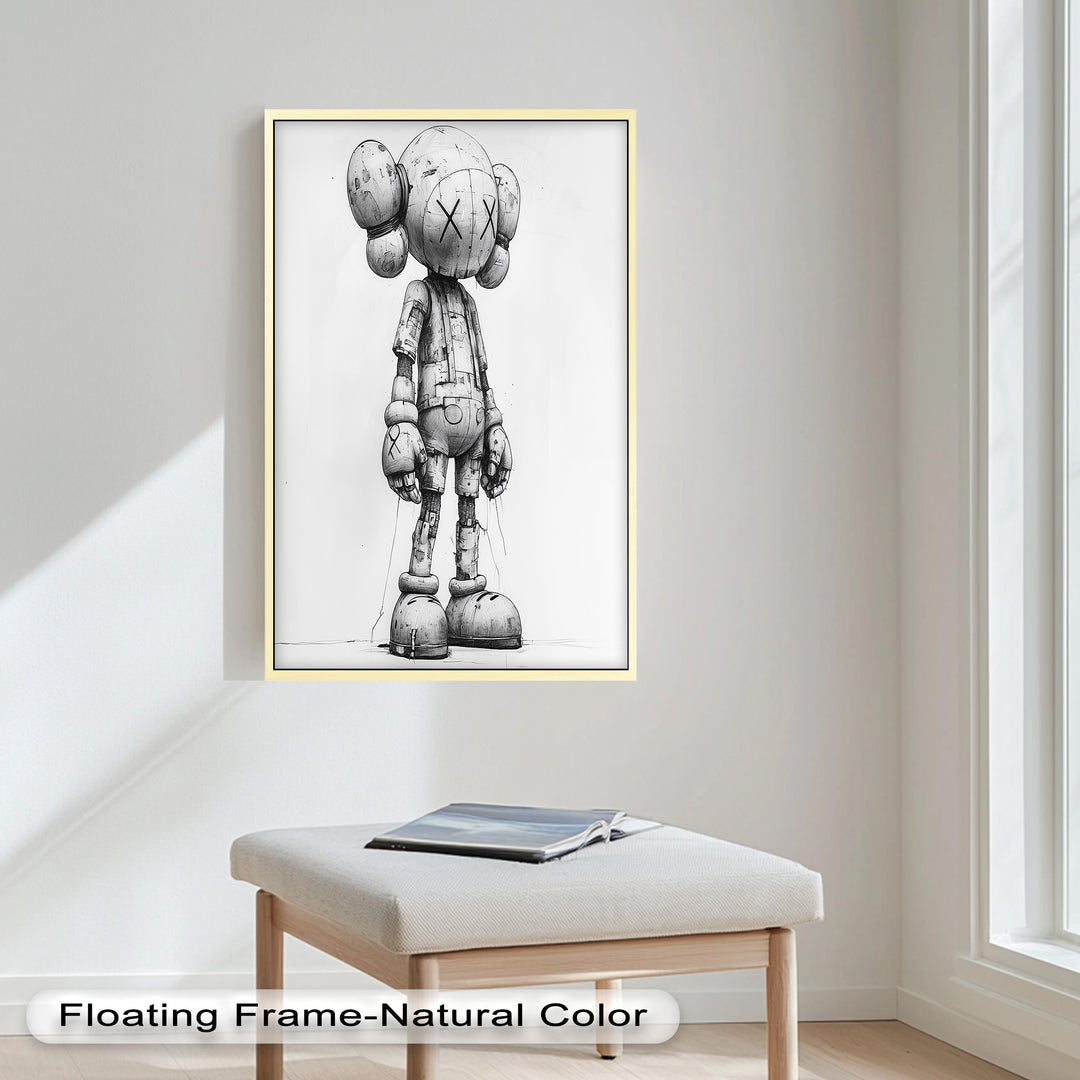 Timber Companion – Monochrome KAWS Oil Painting