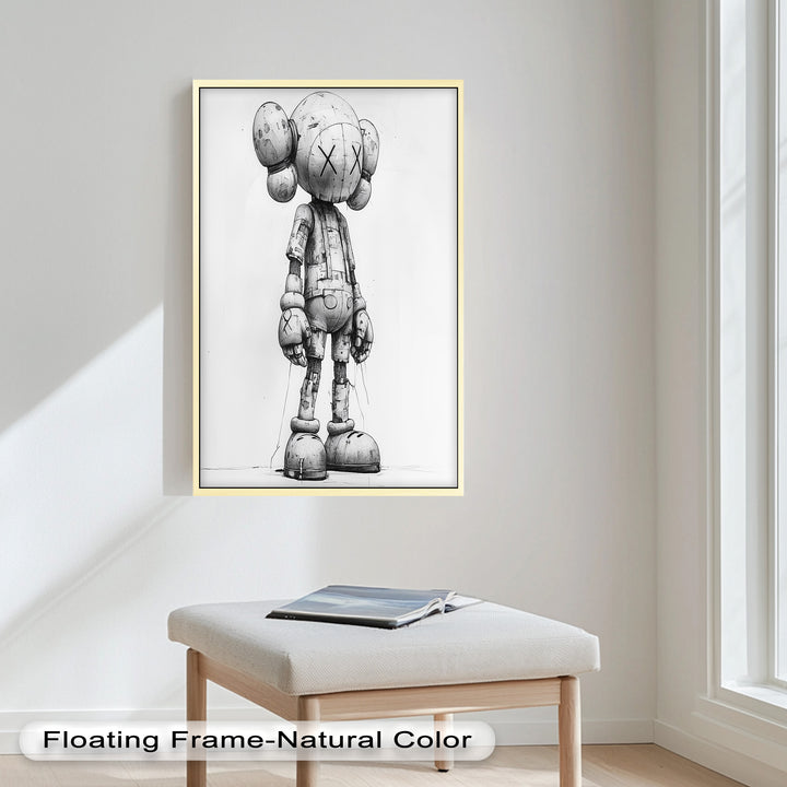 Timber Companion – Monochrome KAWS Oil Painting