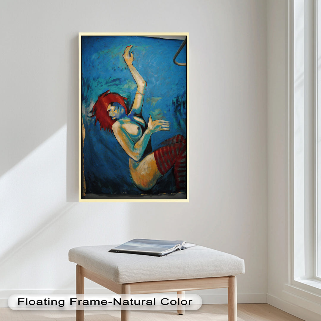Descent in Blue – Expressionist Female Nude Picasso Oil Painting