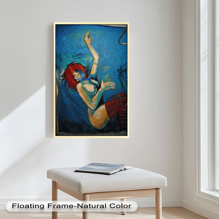 Descent in Blue – Expressionist Female Nude Picasso Oil Painting