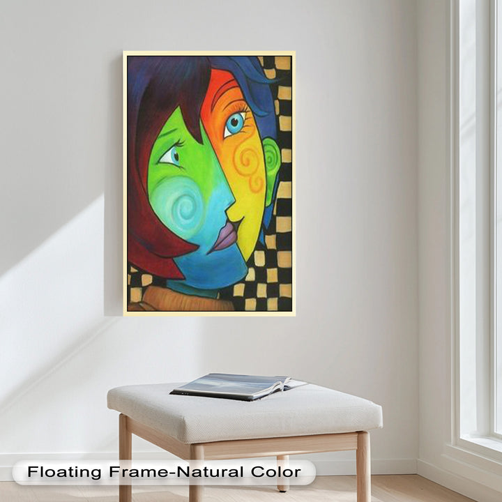 Colorful Duality – Surreal Portrait Fusion in Picasso Oil Painting