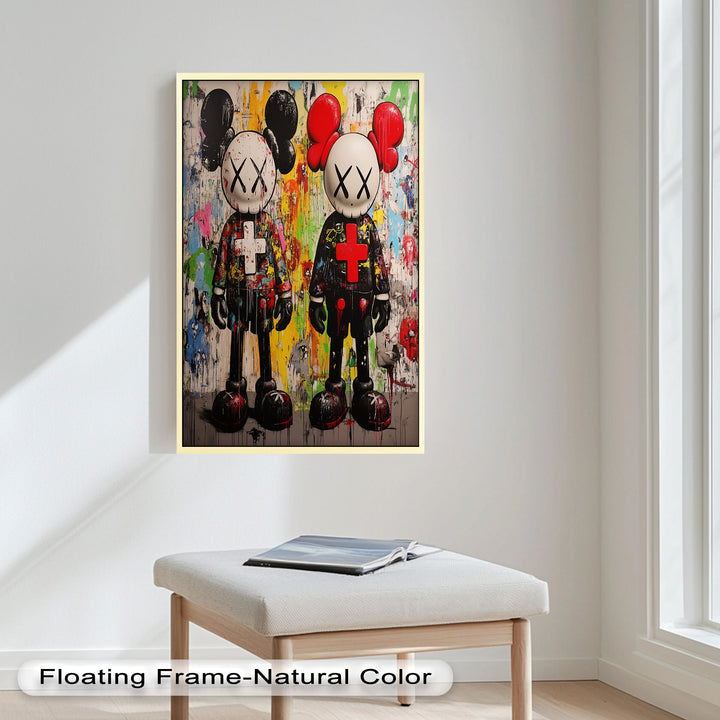 Dual Manifest – Abstraktes Duo KAWS Ölgemälde