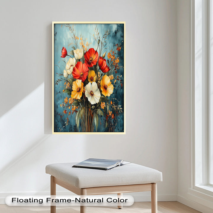 Vibrant Harmony – Multicolored Bloom Bouquet Flower Oil Painting