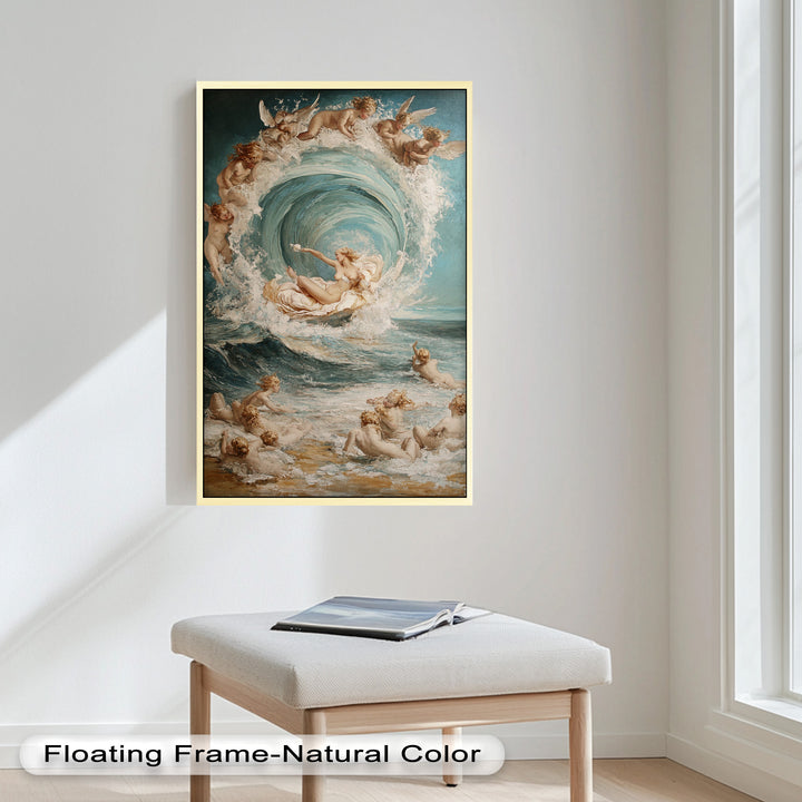 Birth of the Wave – Mythological Goddess and Cherubs Oil Painting
