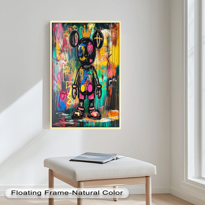 Crowned Chaos – Neon Royal KAWS Oil Painting