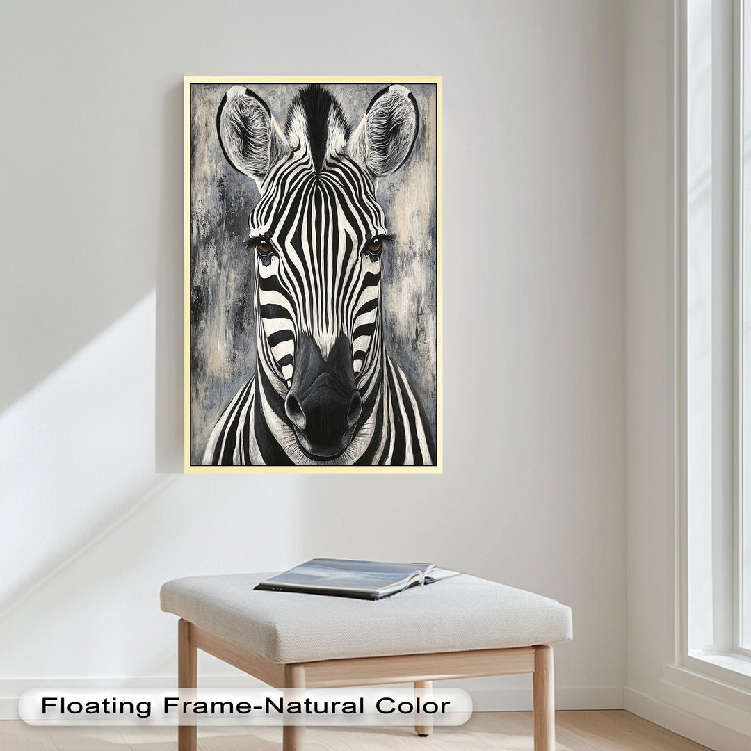 Zebra Portrait – Bold Black and White Animal Oil Painting